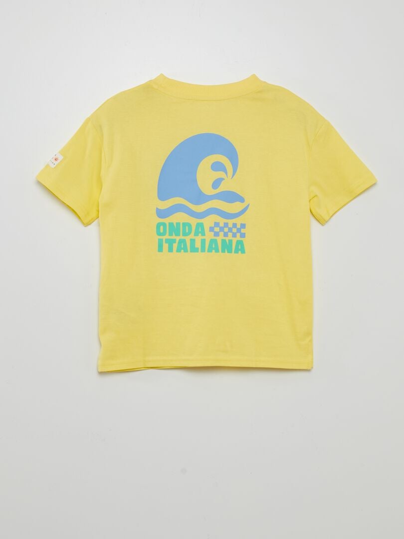 Luźny T-shirt z nadrukiem - Edycja Grafik - ŻÓŁTY