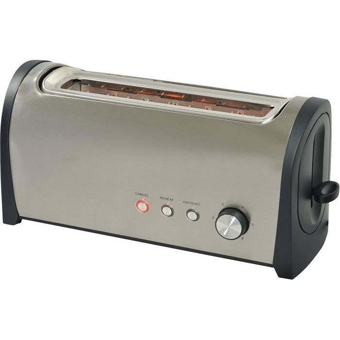 KITCHENCHEF broodrooster voor 1 sneetje - Geborsteld roestvrij staal - Variabele thermostaat met 6 bruiningsstanden