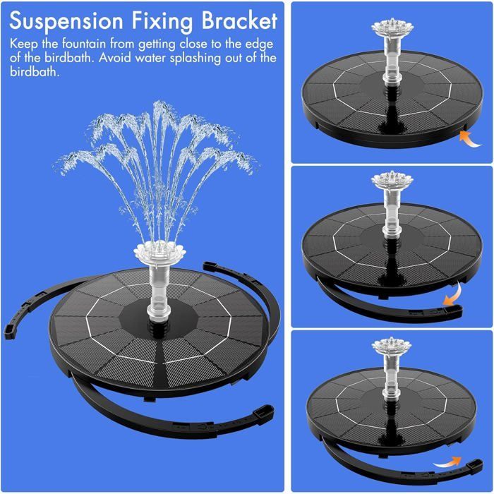 Fontaine Solaire 3.5W avec 12 Buses Pompe Solaire Bassin Exterieur pour Bain d'oiseaux Aquarium Etang Jardin Fontaine（3.5W）