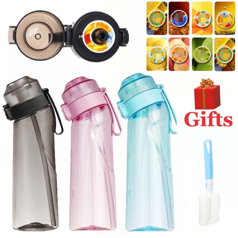 7Pcs 650ML Luft Aromatisierte Wasser Flasche Duft Up Wasser Tasse Sport Wasser flasche 0 Zucker Freude Fit Gesundheit wasserflaschen mit Smaakjes Tassen