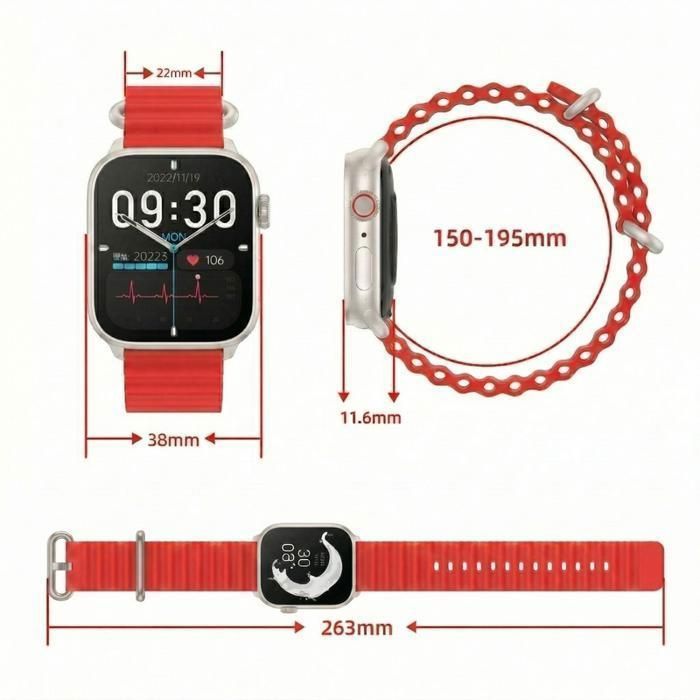 Smartwatch voor mannen en vrouwen, Bluetooth, multifunctioneel met belfunctie, sportfuncties, hartslagmeter, IP67 waterdicht, compatibel met Android en iPhone.