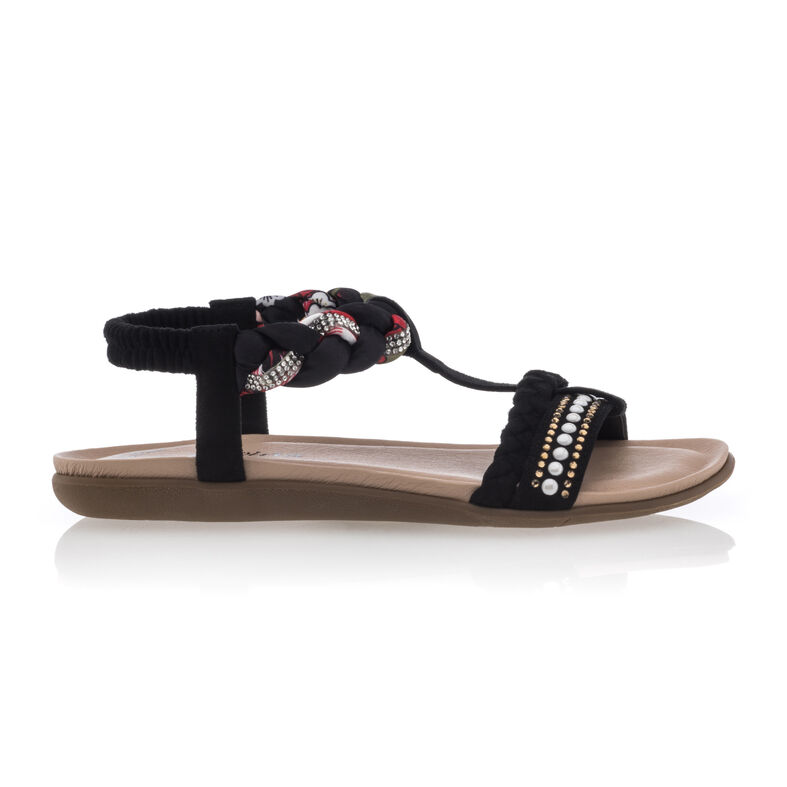 Schwarze Damensandalen / Zehenfreie Schuhe