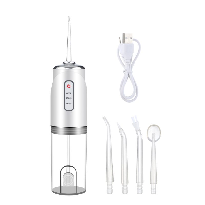 Idropulsore Orale Portatile (220 ml) per la Pulizia Dentale Idropulsore Dentale Impermeabile – Pulitore per Denti a Getto d'Acqua – 3 Modalità – USB