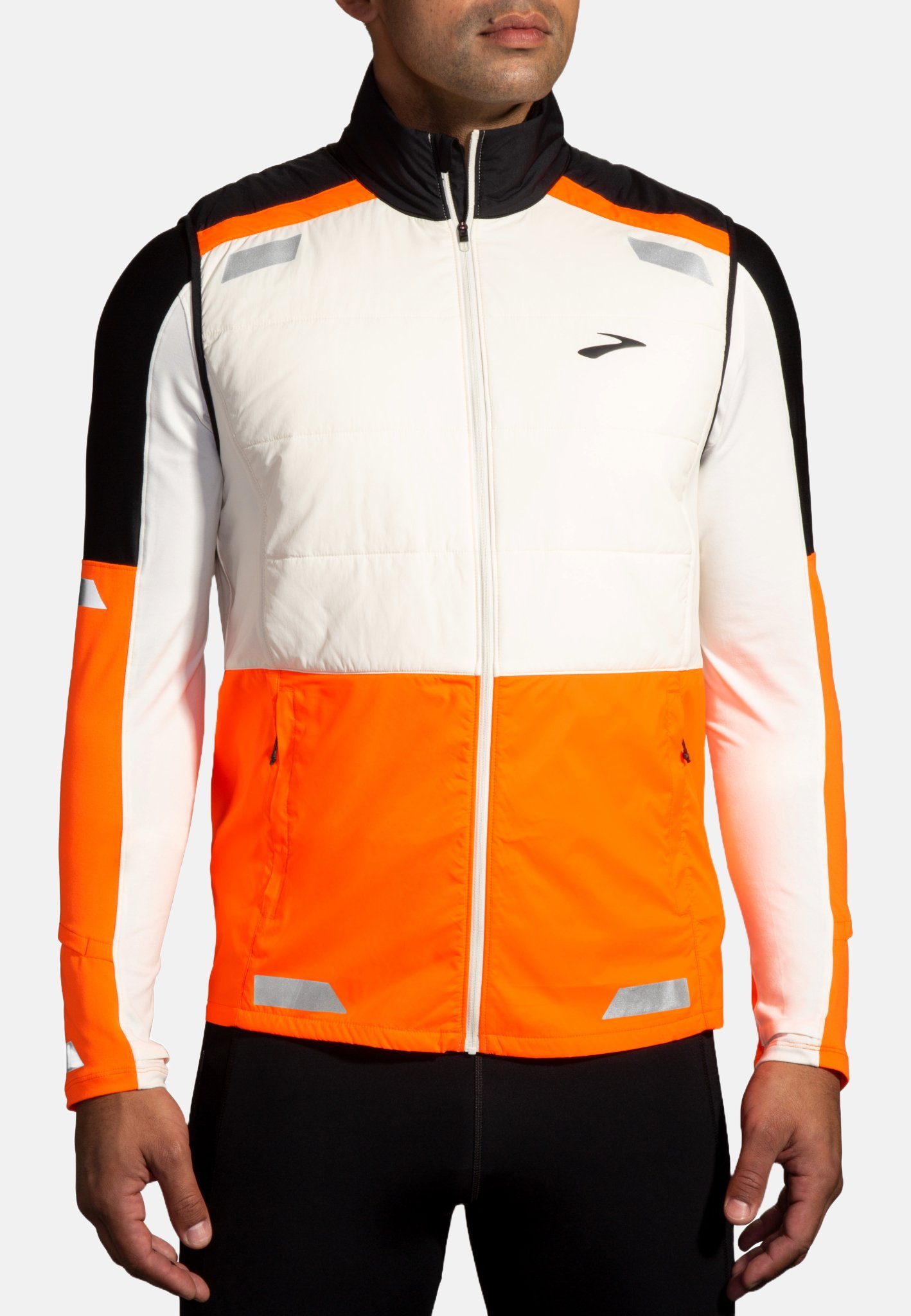 Brooks RUN VISIBLE INSULATED VEST 2.0 - Vest - ecru fluorescerend zwart