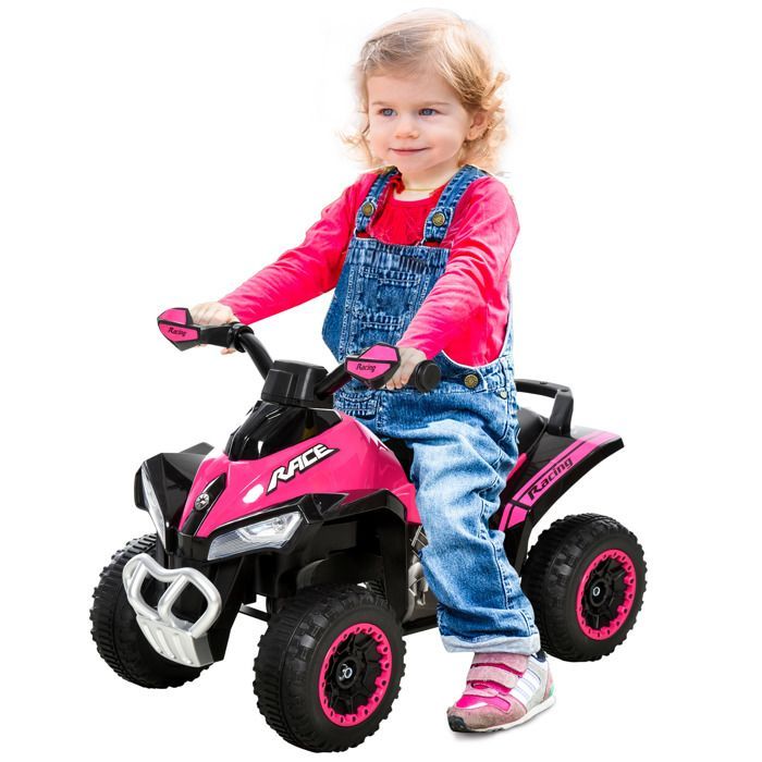 Kinderquad zum Draufsitzen für Kinder von 12 bis 36 Monaten, Maße 67 x 38 x 44 cm (L x B x H), mit Licht- und Soundeffekten, pink und schwarz