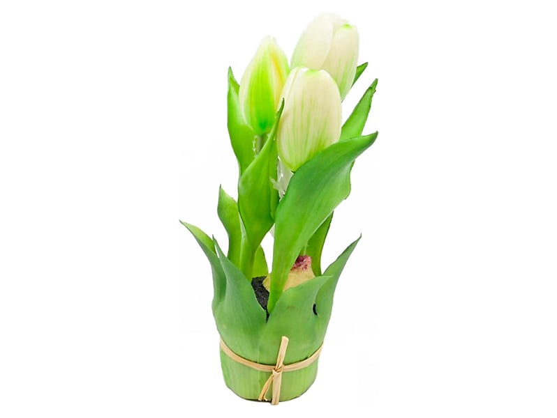 Sztuczne tulipany gumowane w wiązce 3 szt. 20 cm białe