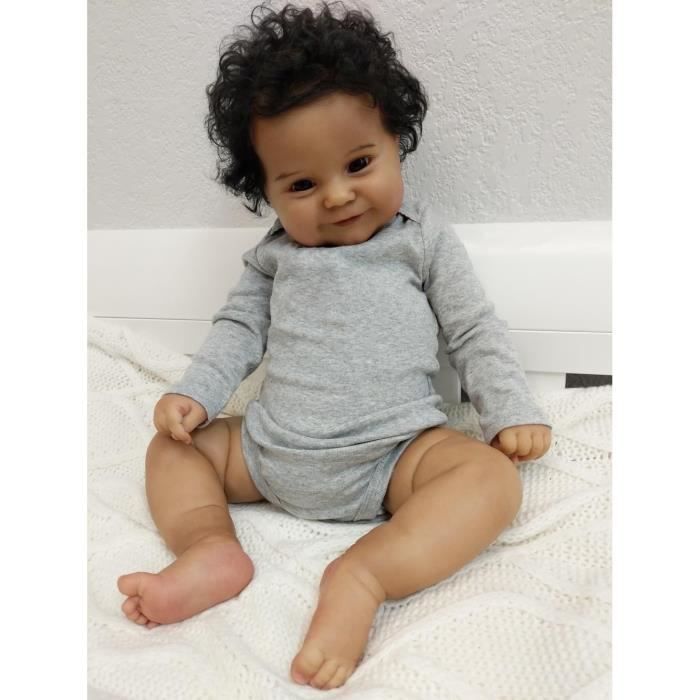Poupée Bébé Reborn Complète 50cm - RUMOCOVO - Peau Noire - Cheveux Enracinés À La Main