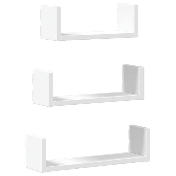 vidaXL 3-delige witte wandplankenset van bewerkt hout, zwevende plank, wanddisplayplank, cd-plank, 853308