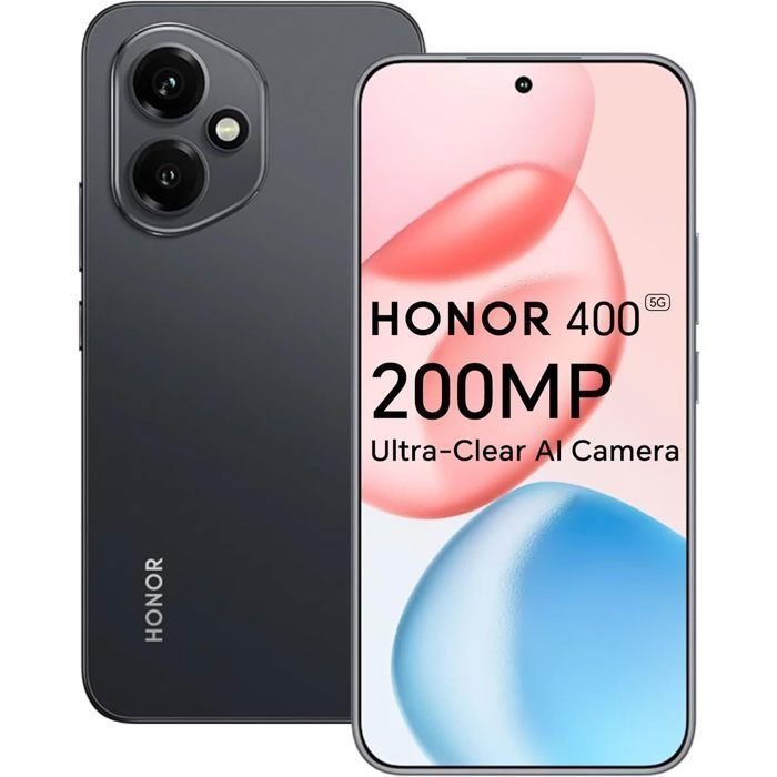 Honor 400 5G Smartphone, 8/512GB, Dual Nano SIM, AI Camera, 200MP Ultra HD - Black