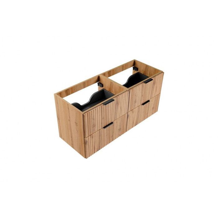 Complete bathroom set with double vanity unit, 120 cm, + 3 cabinets - Georgia Oak