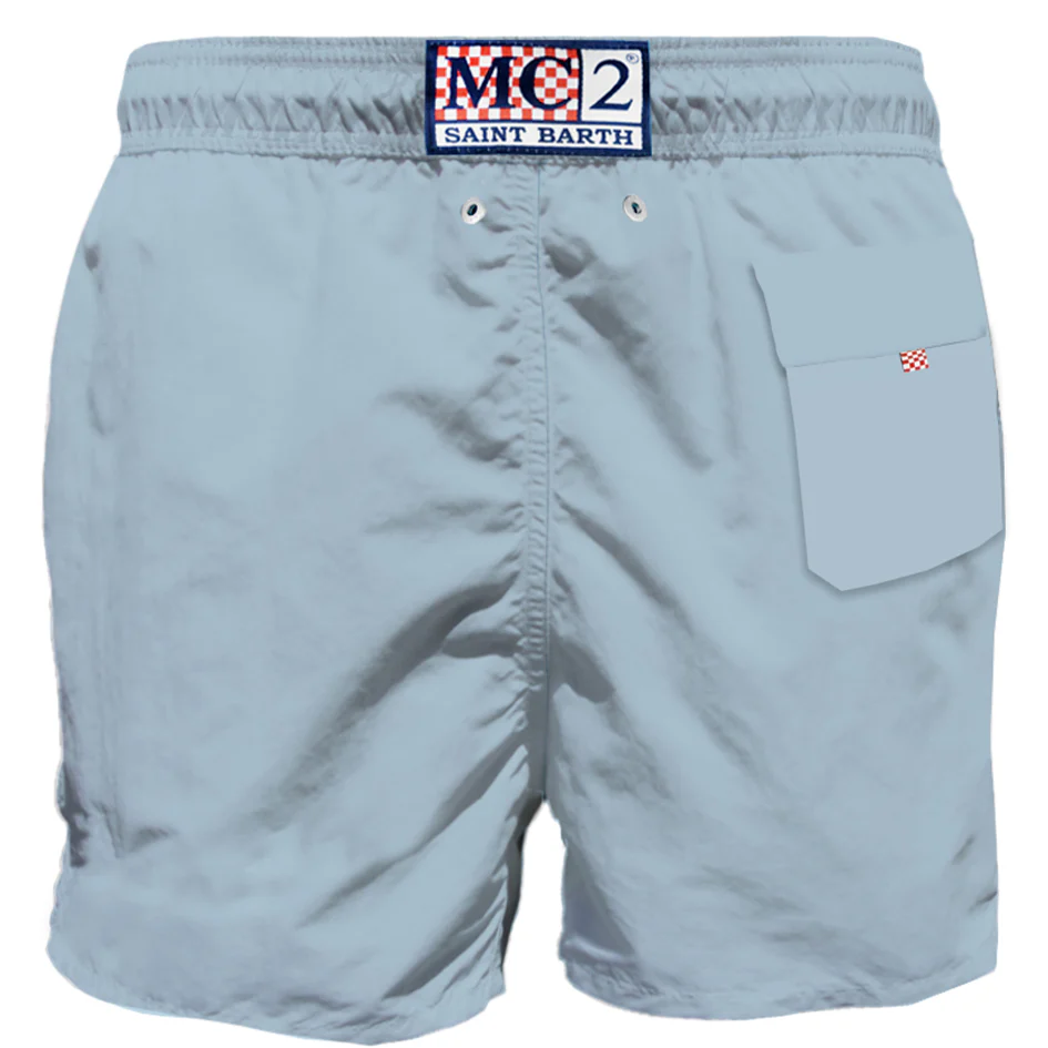 Hellblaue Herrenbadehose mit Tasche