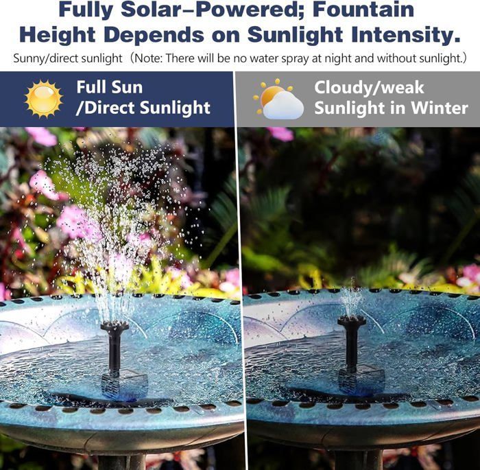 Fuente solar de jardín para exteriores, bomba solar de 6,5 W para estanques exteriores, fuente solar flotante para exteriores con 9 boquillas.