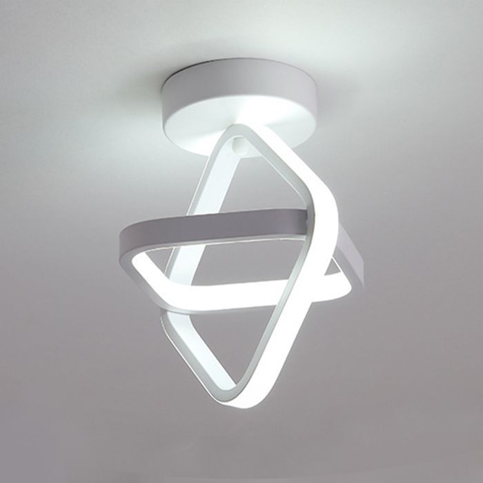 WOTTES Plafonnier LED Moderne Luminaire - Design Forme Géométrique Blanc - pour Salon Salle de bain - Blanc Froid - 1pcs Ø25*26CM