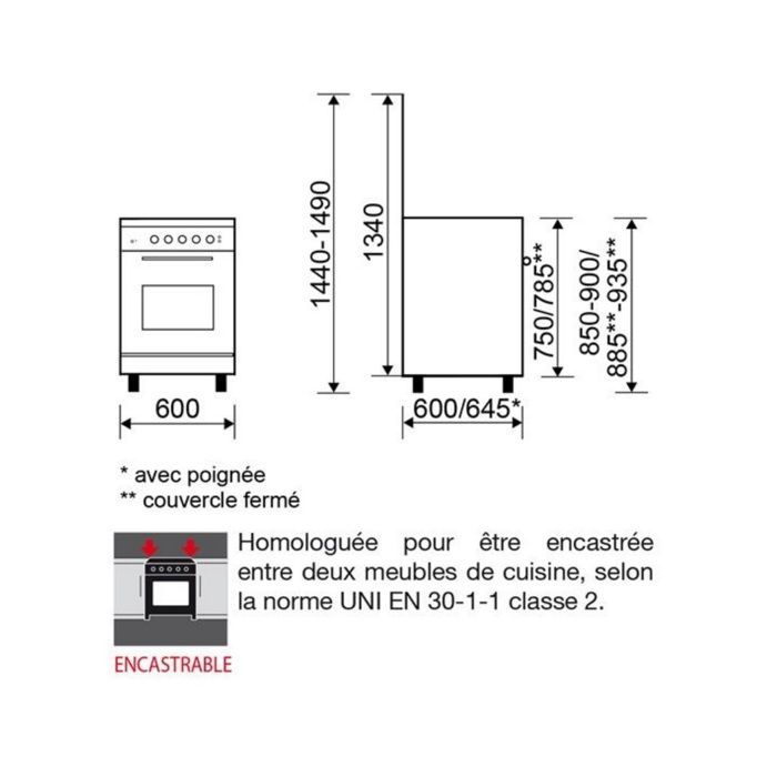 GLEM GA85PMWH Gas Cooker - 4 Burners - Convection Oven - 49 L Capacity