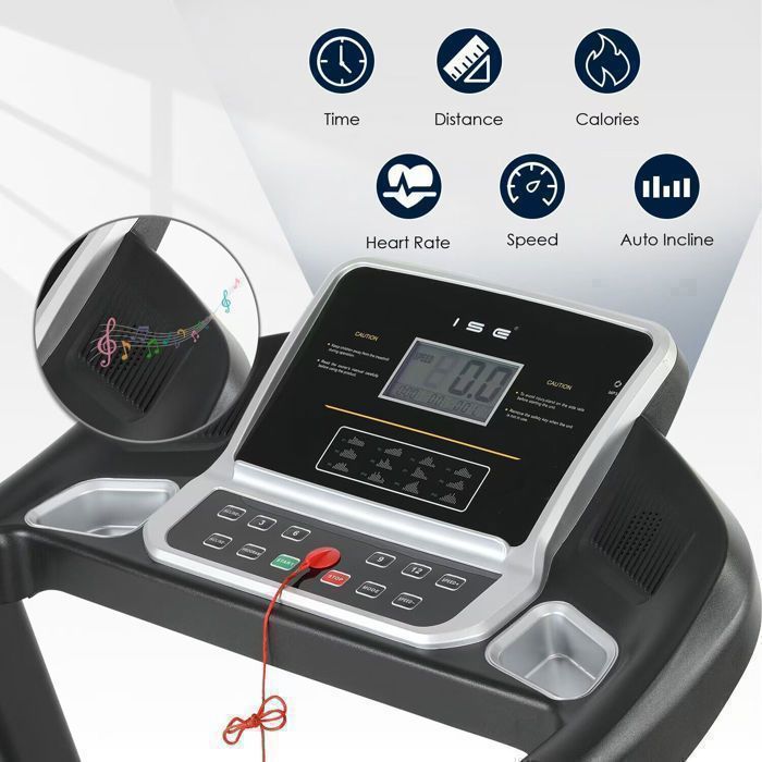 Tapis de Marche/Course  Electrique Pliable,LCD 12 Programmes Verin hydraulique Bluetooth SY-T2710