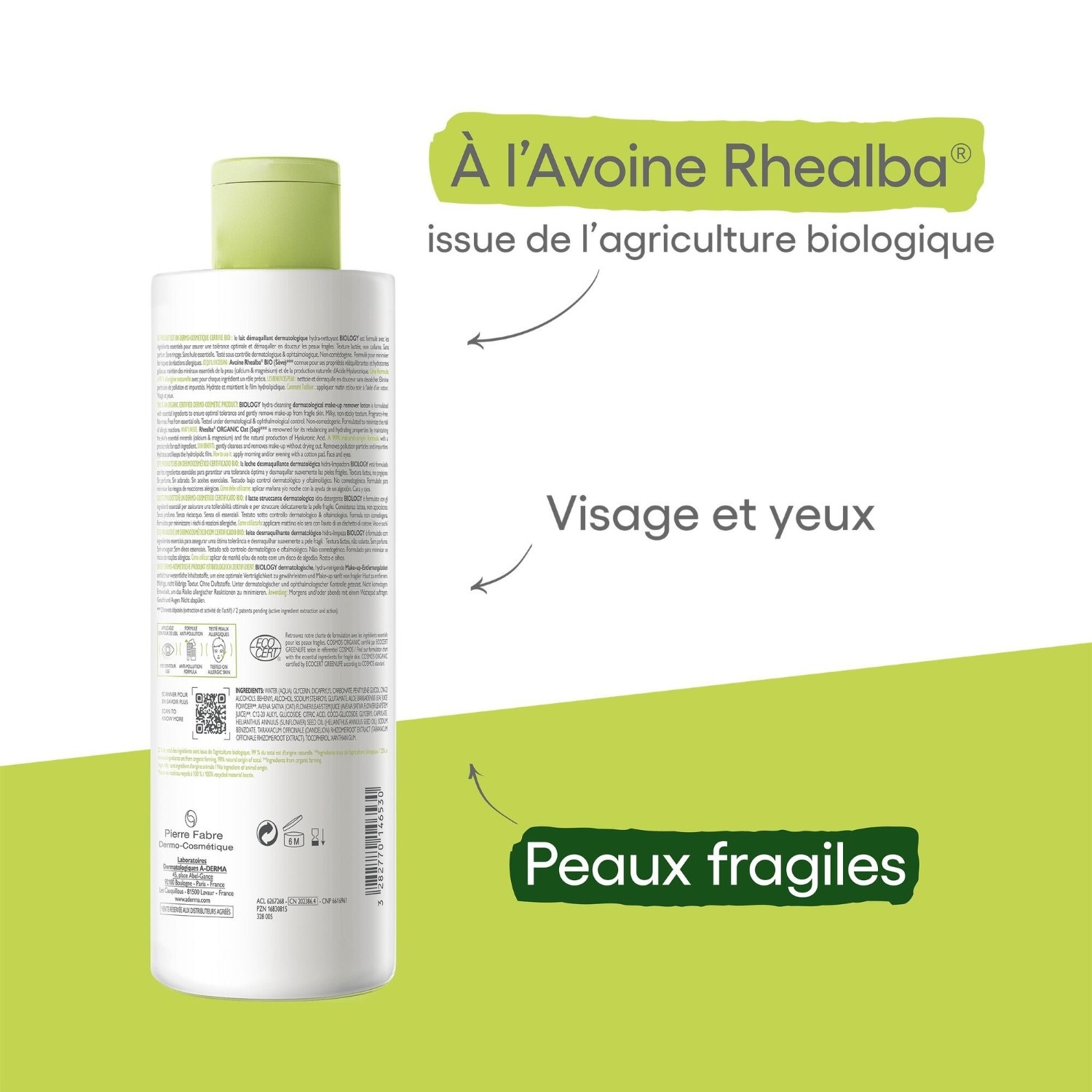 A-DERMA Lait démaquillant dermatologique hydra-nettoyant