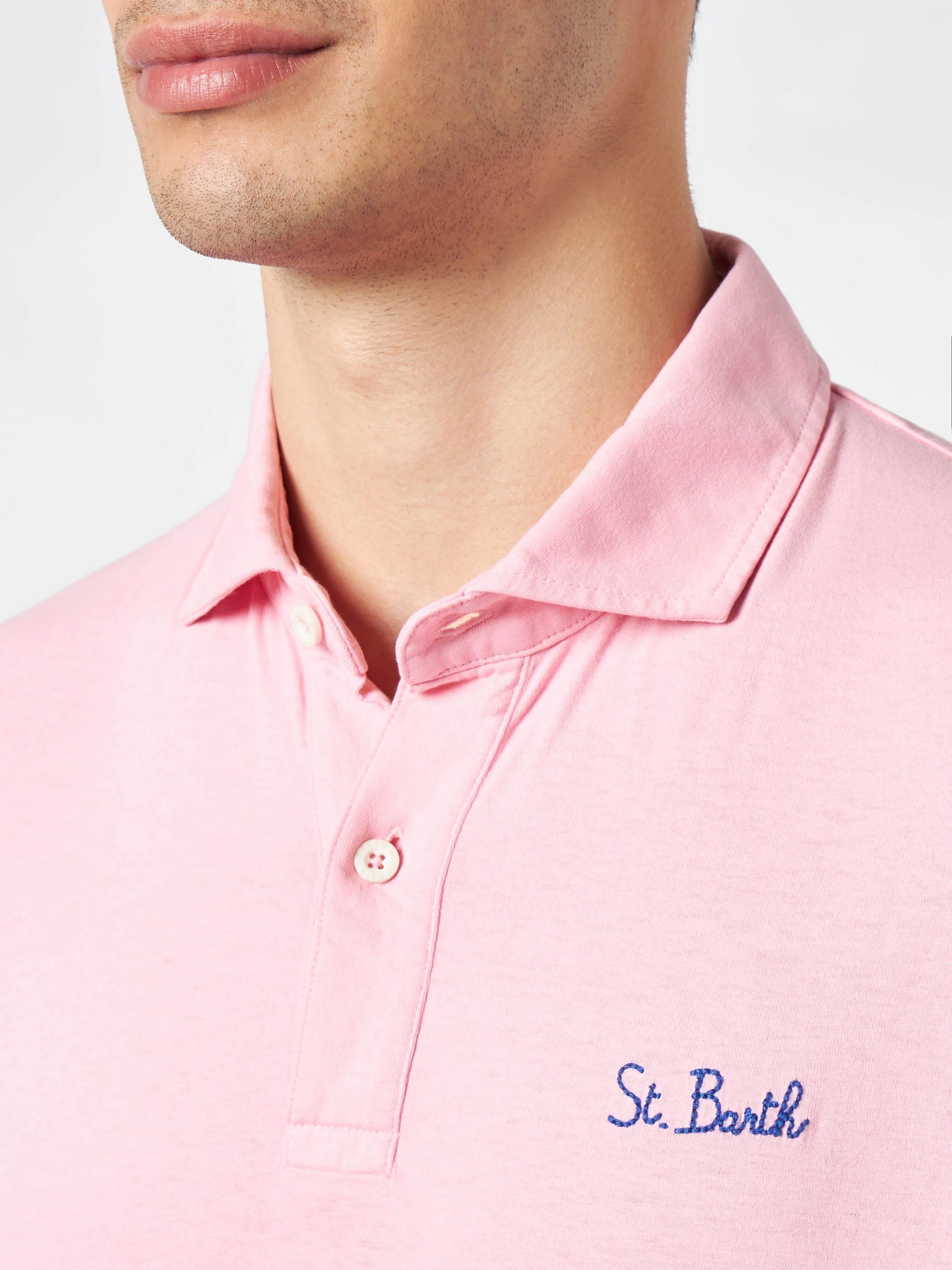 Lyserød jerseypoloshirt med skyggeeffekt
