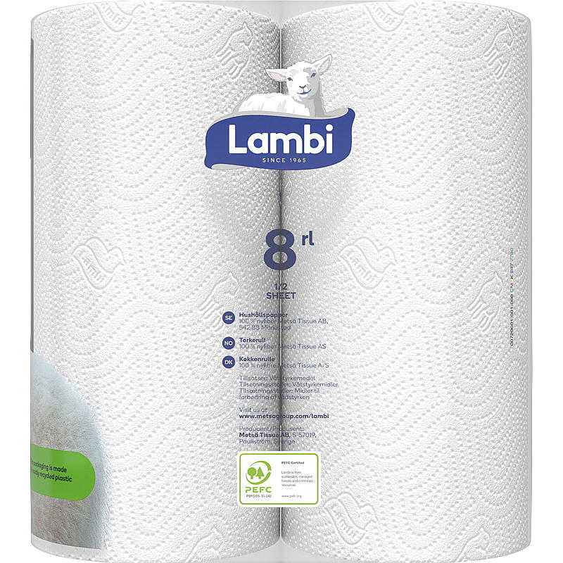 Lambi Wäschetrocknerrolle, 8er-Pack, weiß