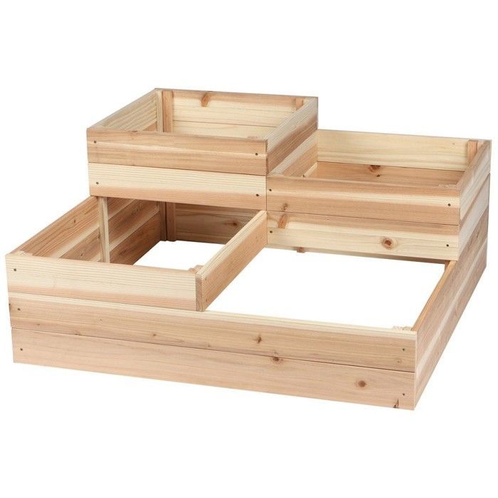 Raised garden bed 80x80 cm, 4 levels, natural wood