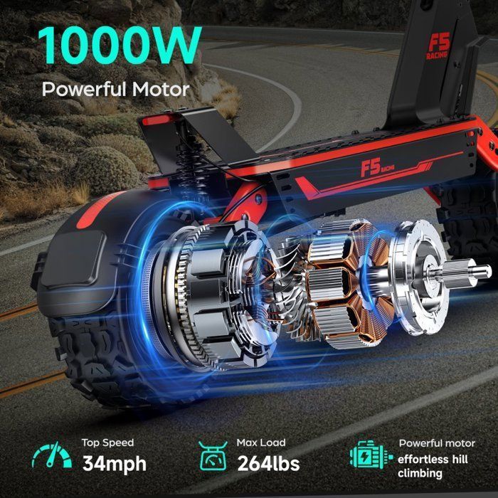 Gokeep F5 sähköpotkulauta aikuisille, 1000 W moottori, 11 tuuman maastorenkaat, 52 V 20 Ah akku, kokoontaitettava