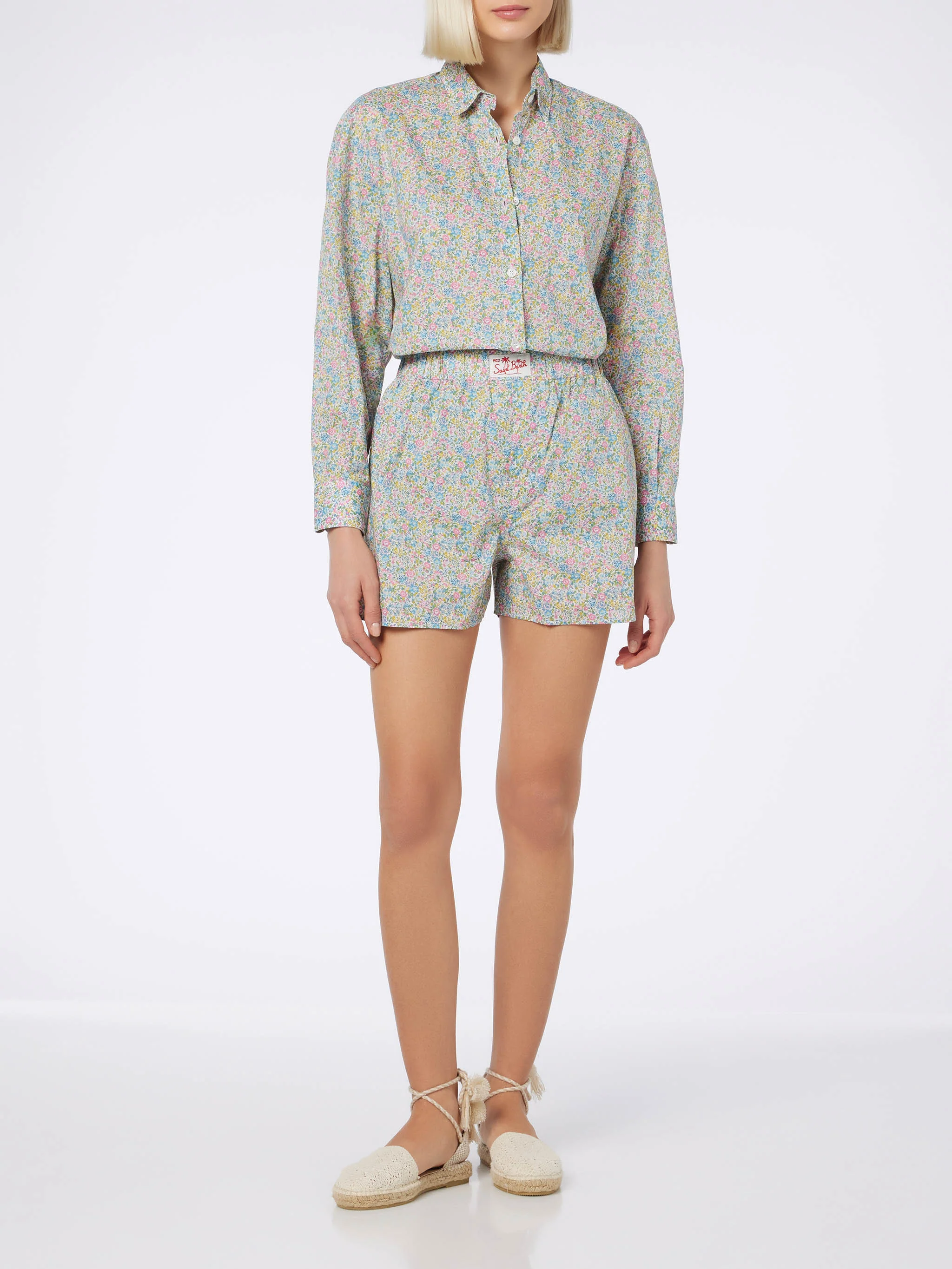 Oversized katoenen damesblouse met Emma & Georgina Brigitt print.