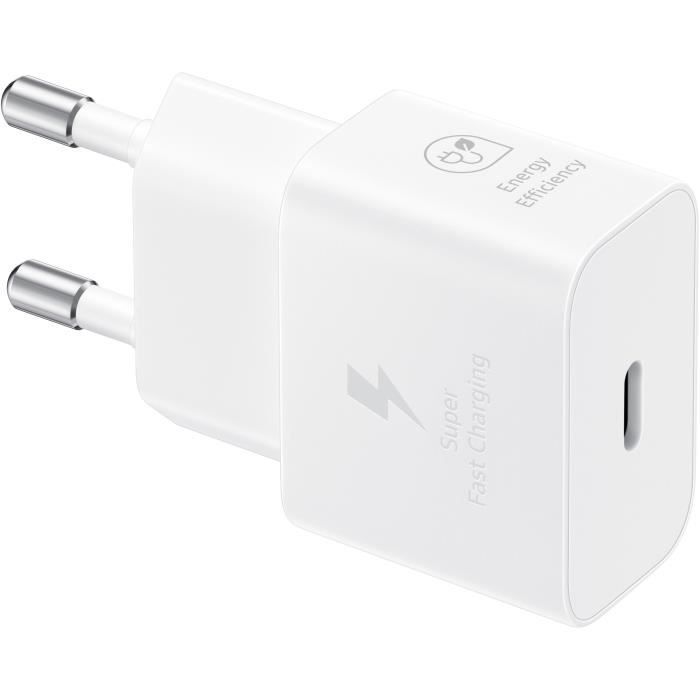 Samsung mobiele telefoonoplader, 25W wandlader met USB-C-kabel, wit