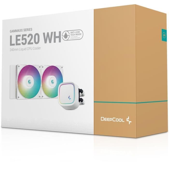 Watercooling AIO - DEEPCOOL LE520 - 2x 120 mm ARGB fans - White