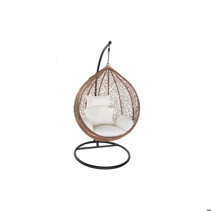 Miliboo - Sedia sospesa MOJO in rattan con base in resina nera e metallo