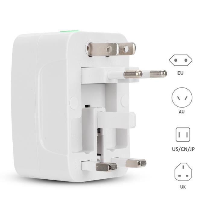 Adaptador de viaje - ZISONIX - Universal - Compatible con enchufes de 150 V - Para viajes internacionales - Rectangular