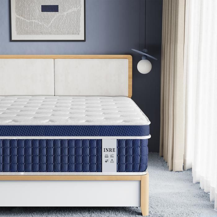 Materasso ibrido INRE 160x200 cm, spessore 30 cm, molle insacchettate, memory foam, media rigidità, 7 zone, traspirante.