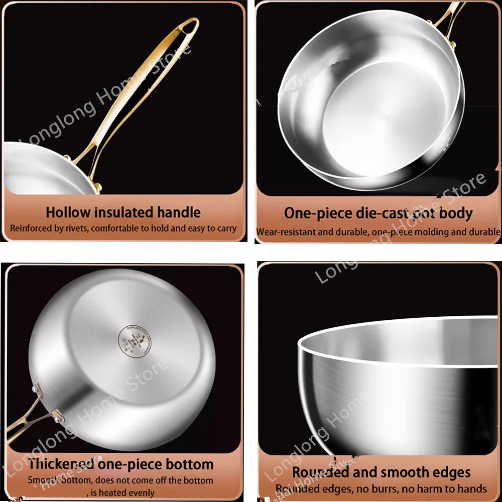 Friteuse profonde en acier inoxydable 316, poêle antiadhésive pour la cuisson des steaks, ustensiles de cuisine, compatible avec les plaques à gaz et à induction, casserole à lait universelle