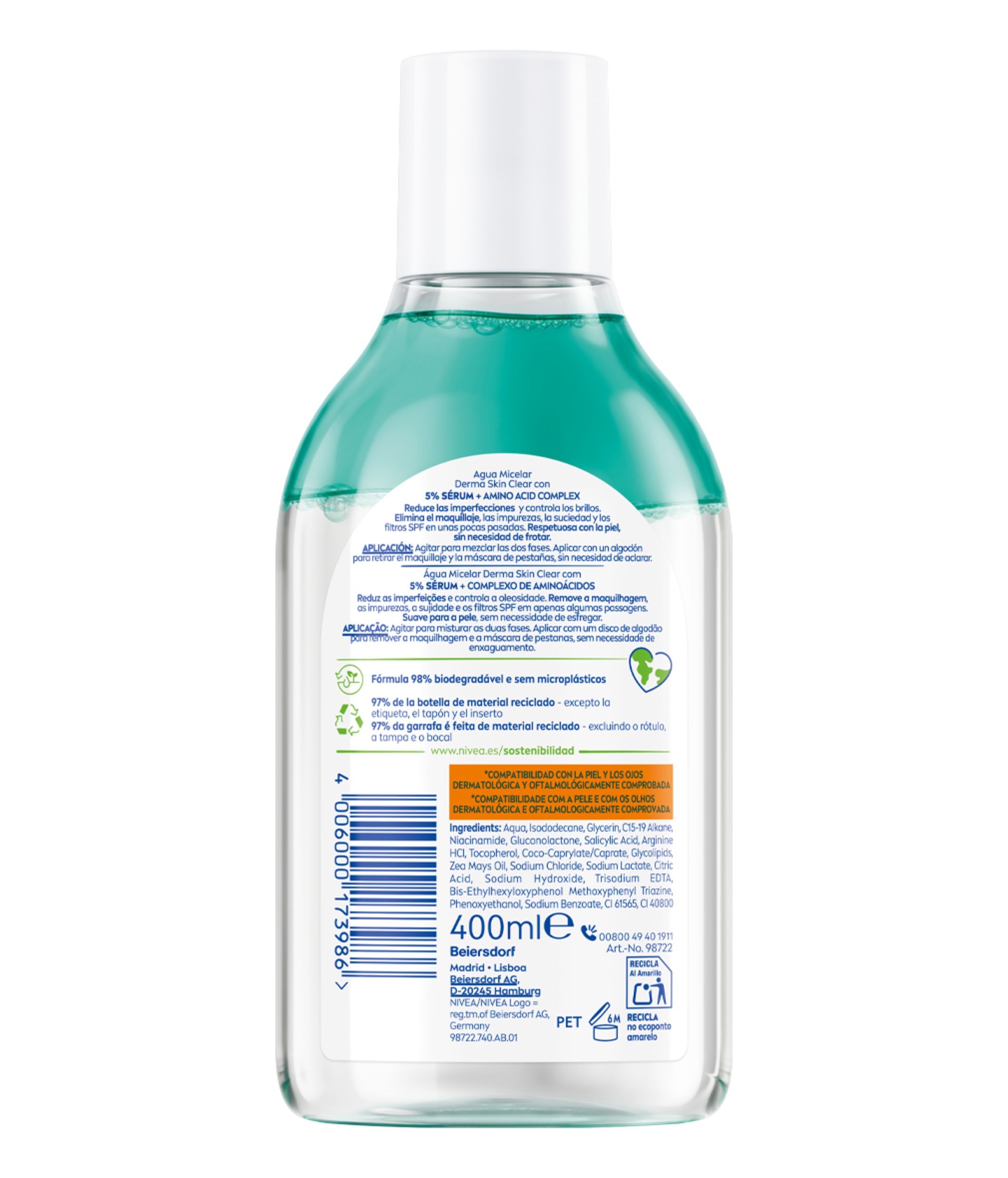 Derma Skin Clear micelārais ūdens ar serumu Micelārie ūdeņi