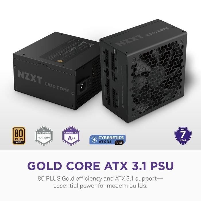 Alimentatore per PC - NZXT - PA-8G3BB-EU - C850 Gold Core - 80Plus Gold - Completamente modulare - Alimentatore ATX 3.1 - Cavo di alimentazione UE
