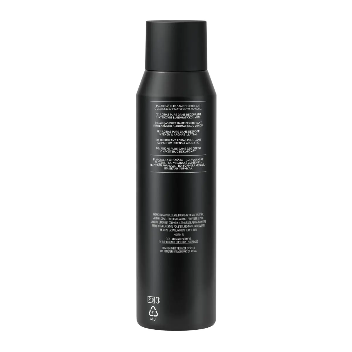 Adidas Body Spray Pure Game Dezodorant dla mężczyzn, 150 ml