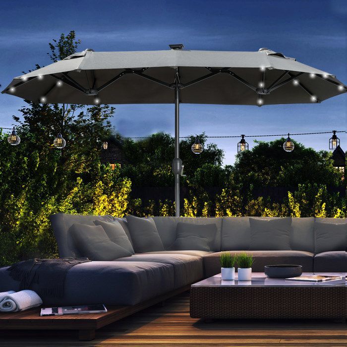 Sombrilla doble inclinable EVRYAE con LED