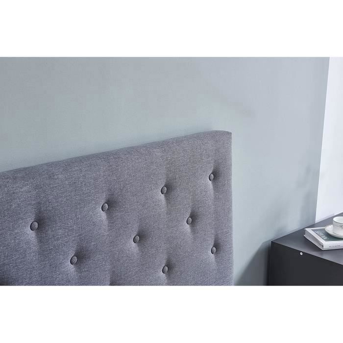 Deco Headboard 160 x 100 cm - Upholstered - Grey Fabric - Total Thickness of 8 cm