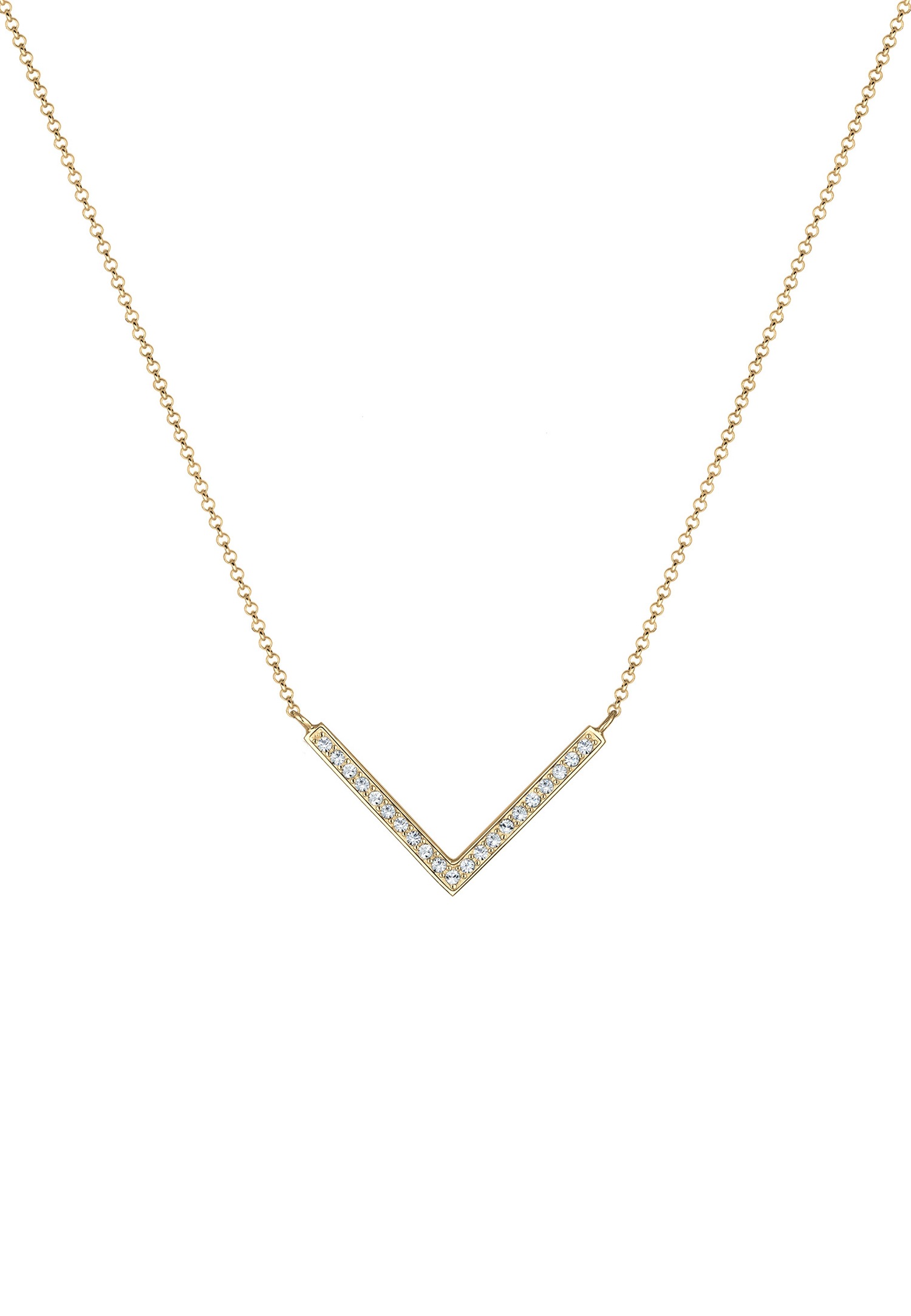 Elli Femmes V-chaîne avec cristaux en argent sterling 925 45 cm de long