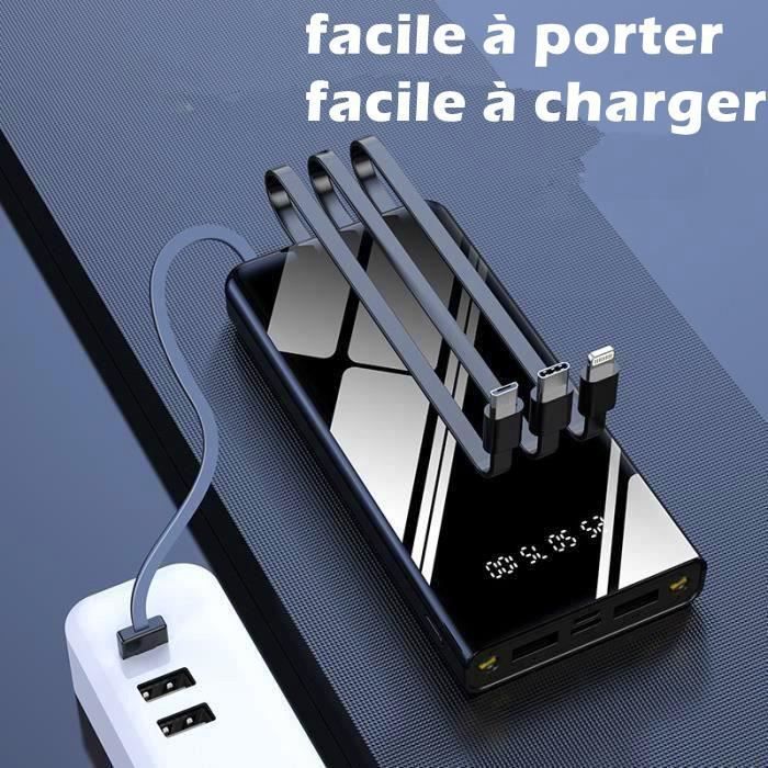 Bateria externa portátil Weuiortn® de 23800mAh com tela LCD e 4 linhas de dados, compatível com todos os celulares (preta)