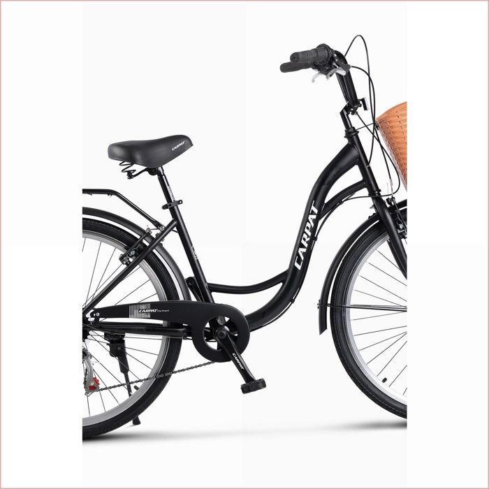 Bicicleta urbana Outdoor Bikes - Carpat - Aro 26, 7 velocidades Shimano, freio V-Brake, acessórios inclusos - Preta