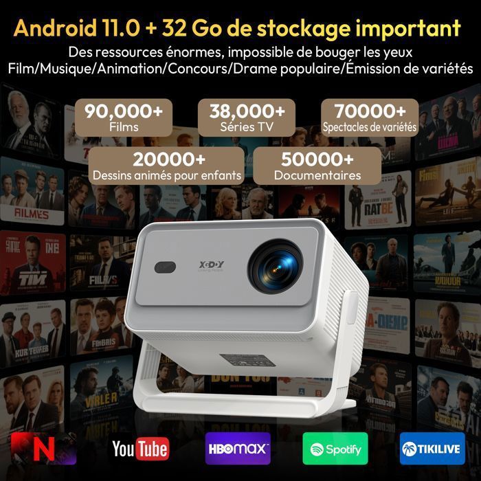 Videoprojecteur 4K WiFi6 Bluetooth5.4 25000 Lumens Projecteur ,1080P Full HD LED Video Auto Focus Keystone,avec iOS/Android/TV Stick