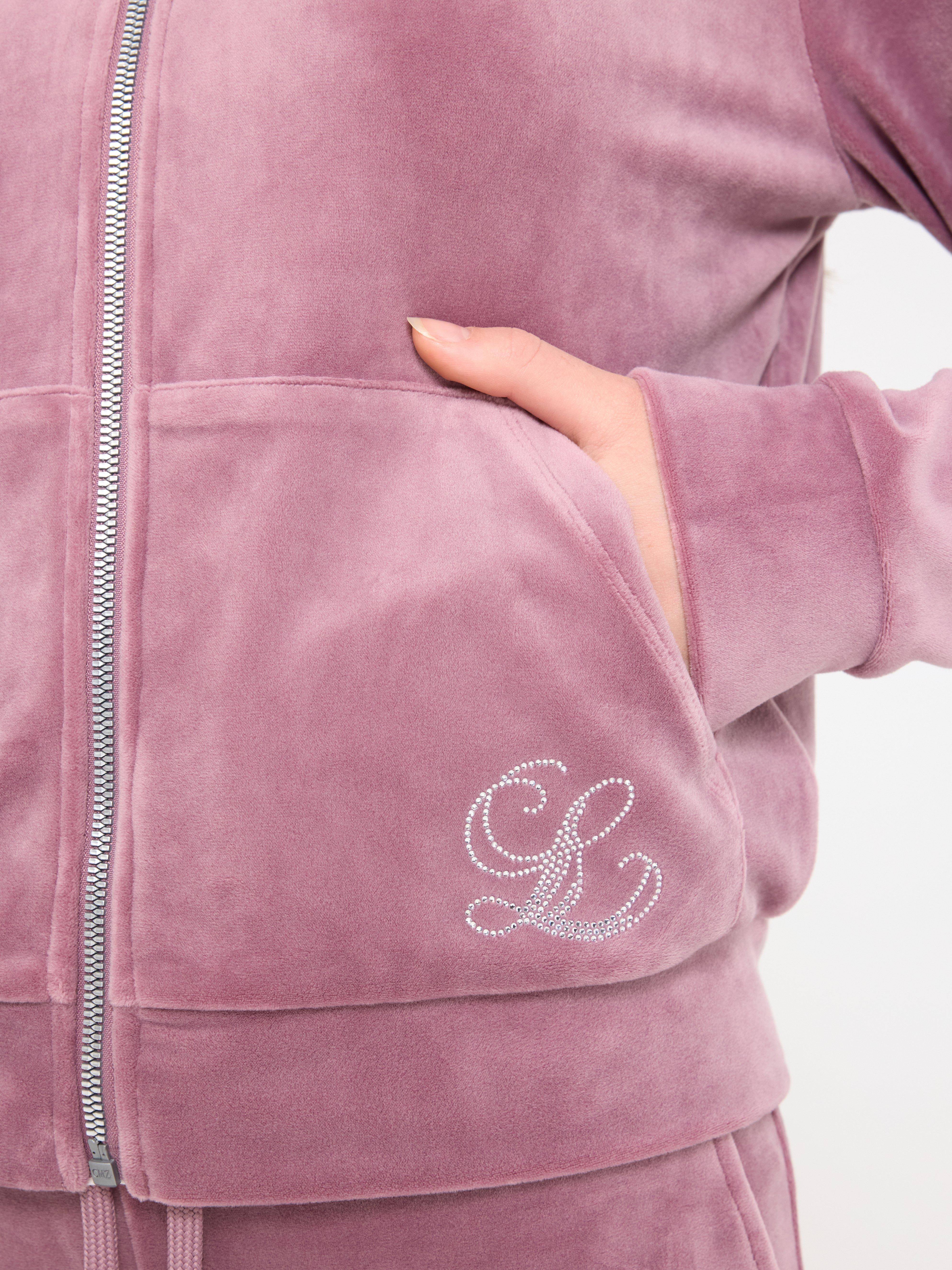 Hettegenser i velour lilla