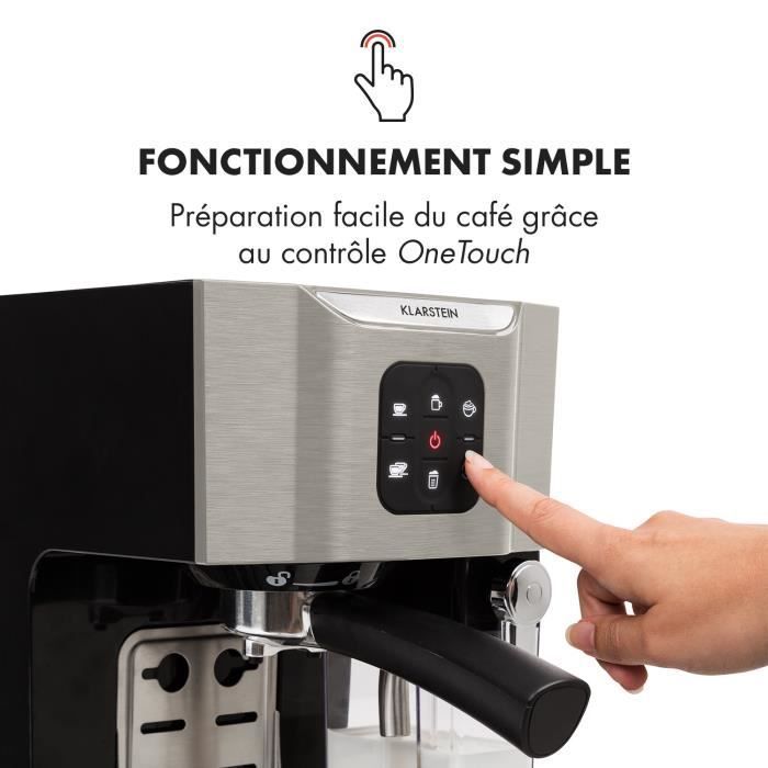 Klarstein Espressomachine - 1,4L - Koffiezetapparaat - 0,4L Melkschuimer - Koffiemachine - 20 Bar Druk - 1450W - Grijs