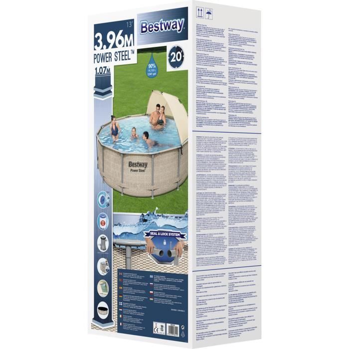 Swimming pool - BESTWAY - Power Steel - 396 cm - Stainless steel - Above ground