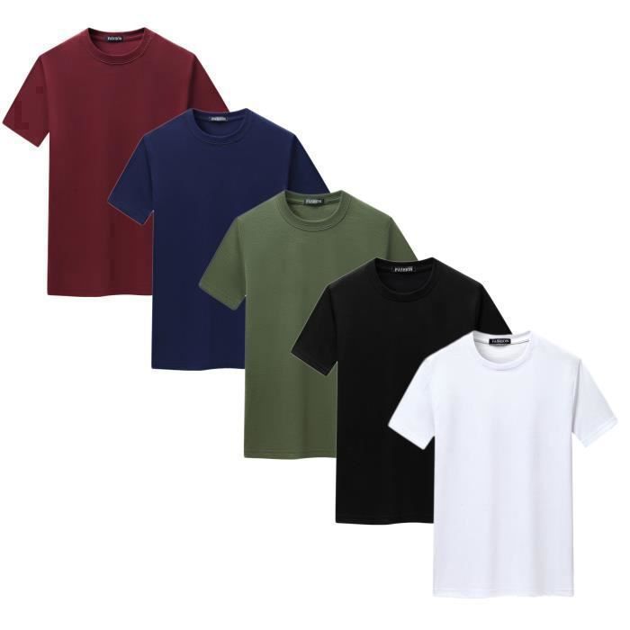 Pack de 5 camisetas de manga corta para hombre, de lunes a viernes, estilo casual, algodón, cuello redondo, estampado JUST - FUNMOON