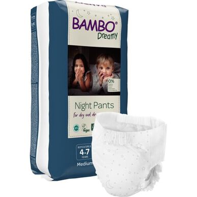 Bambo Nature Dreamy M 4-7 metų kūdikių naktinės sauskelnės 10 vnt. 10 vnt.