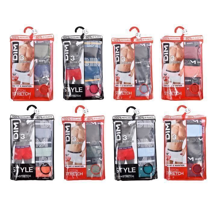 Calzoncillos bóxer de algodón elástico ultra cómodos para hombre - Pack sorpresa de 3 - DIM