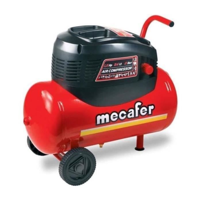 MECAFER 24L 1.5HP Oil-Free Compressor + Hose and Blow Gun