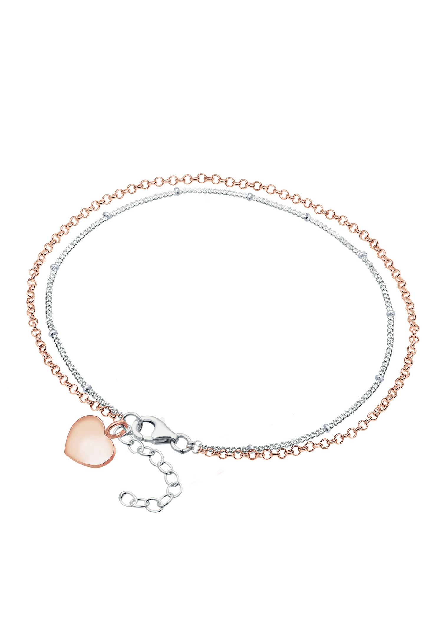 Elli Femmes bicolore couches cœur en argent sterling 925 plaqué or rose