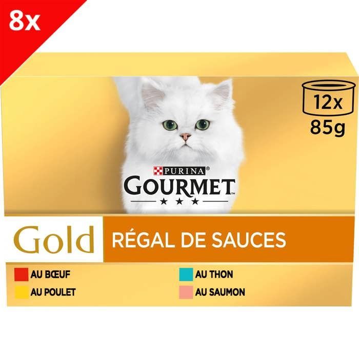 GOURMET GOLD - Régal de Sauces -12x85g - Boîtes pour chat adulte (Lot de 8)