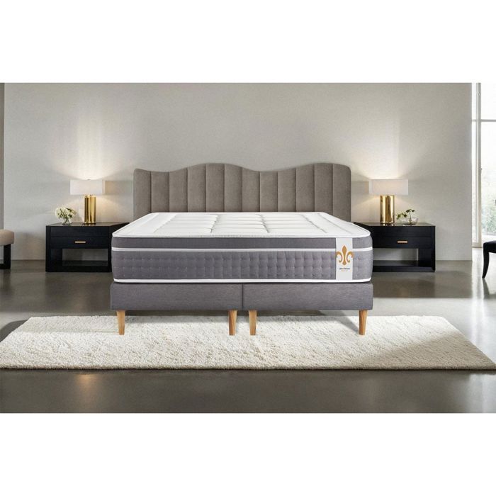 Base de cama doble Le Trente de 180 x 200 cm, color gris.